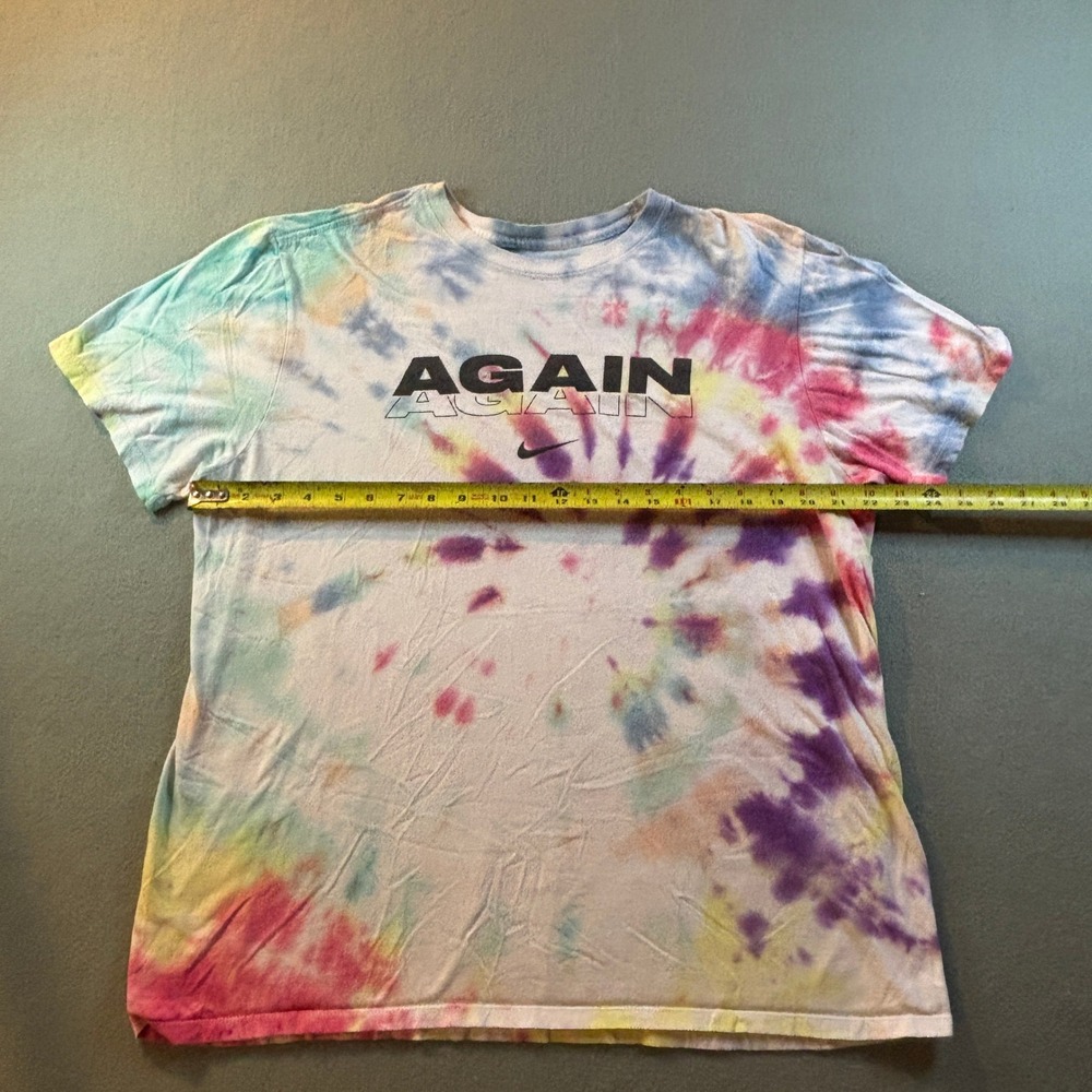 Nike Shirt Mens L Tie Dye AGAIN Graphic Tee Multicolor Spiral Athletic Cut - Picture 2 of 6